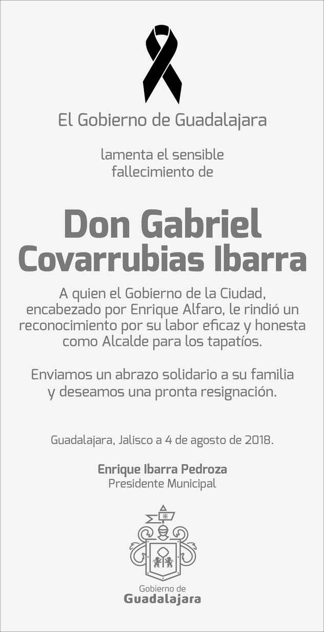 Señor Gabriel Covarrubias Ibarra Obituario Esquela