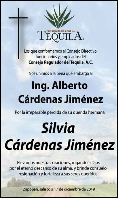 Silvia Cárdenas Jiménez Obituario Esquela