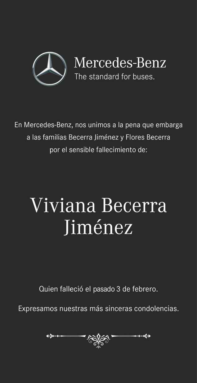 Viviana Becerra Jiménez Obituario Esquela