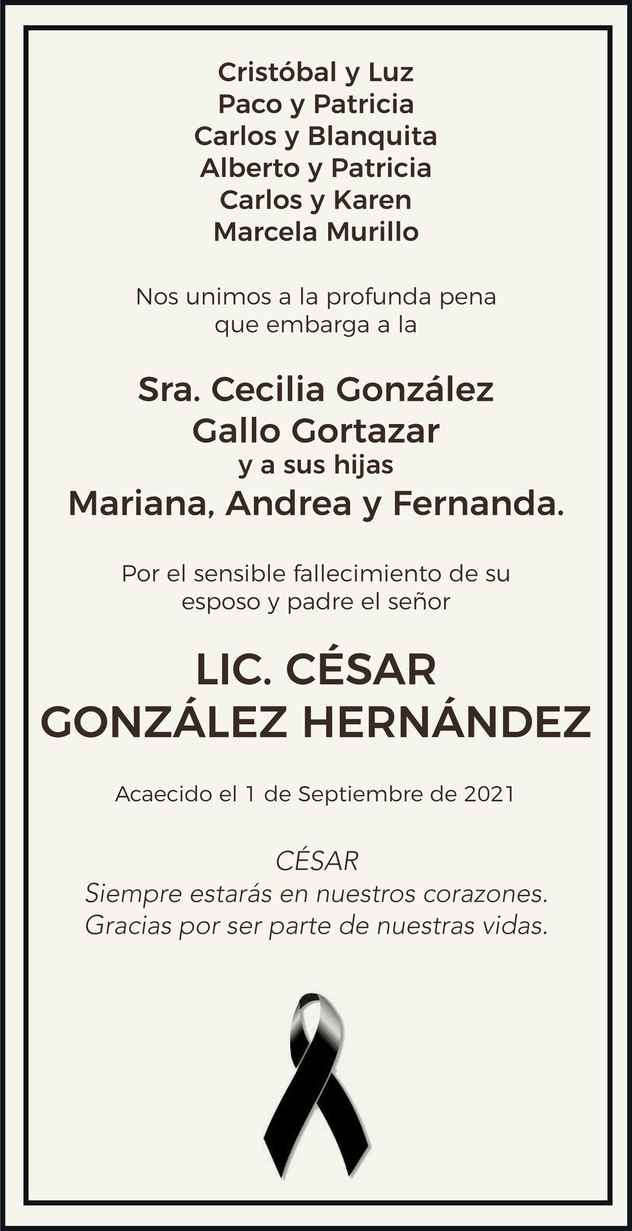 C Sar Ernesto Gonz Lez Hern Ndez Obituario Esquela