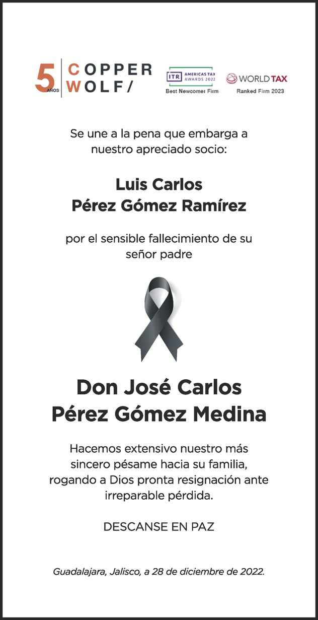 José Carlos Pérez Gómez Medina Obituario Esquela