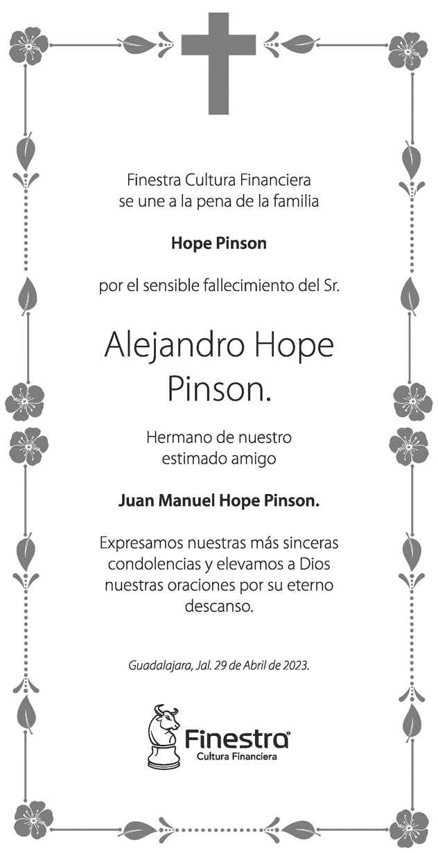 Alejandro Hope Pinson Obituario Esquela