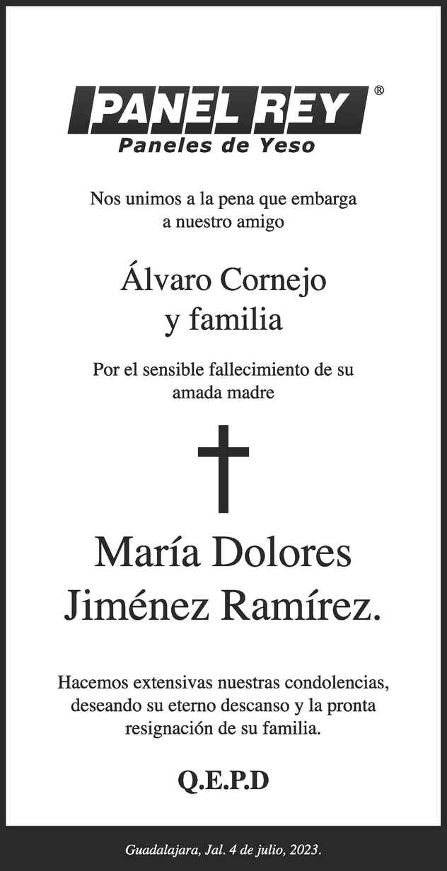 Mar A Dolores Jim Nez Ram Rez Obituario Esquela