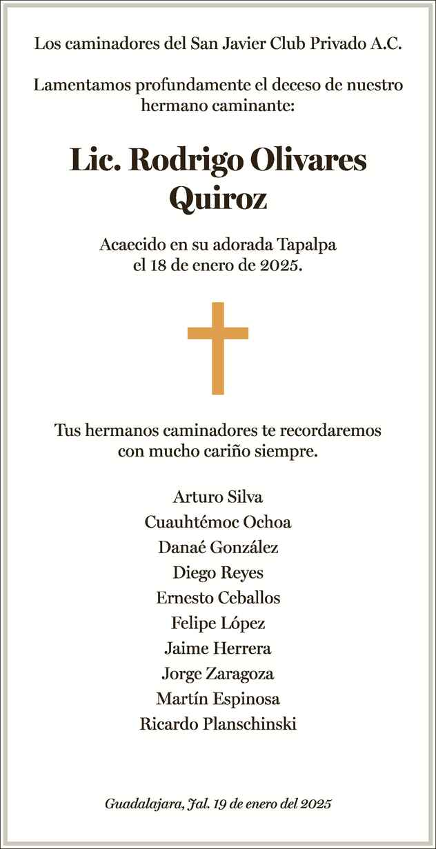 Rodrigo Olivares Quiroz Obituario Esquela